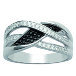 Bague Argent 'Romy' noir blanc (rhodi&eacute;) - 9 mm 54 must