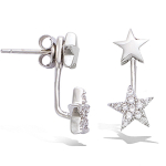 Les Tr&eacute;sors De Lily [P5033] - H&otilde;bevalged 'Stars' h&otilde;bedase labaga k&otilde;rvar&otilde;ngad (roodiumiga kaetud) - 20x10 mm valge