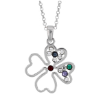 Les Tr&eacute;sors De Lily [Q9365] - Collier Argent artisanal 'Tr&egrave;fle' multicolore argent&eacute; (rhodi&eacute;) - 25x25 mm mitmev&auml;rviline