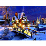 5D isetehtud teemantmaal ristpistes t&auml;isteemanttikandid mosaiikmaastik, talvine maastik 20X30CM