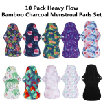 10 tk M bambusest s&ouml;est alusp&uuml;ksid Mama riidest menstruatsioonipadjad korduvkasutatavad h&uuml;gieenipadjad 10Pcs random