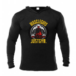 Muscleguys Meeste Kulturismi pikkade varrukatega T-s&auml;rk Meeste Mood Puuvillane Slim Fit Kapuutsiga T-s&auml;rk Meeste J&otilde;usaal Fitness Treening Jooksur&otilde;ivad M must