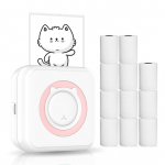 K&otilde;ik-&uuml;hes fotoprinter Multifunktsionaalne kaasaskantav printer Wireless Instant Mini Printer Support BT with 11 rolls thermal paper roosa