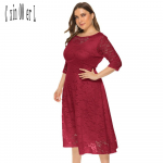 pluss suurus Xl-6xl Uus mood populaarne &otilde;htukleit keskmise pikkusega &otilde;&otilde;nsa pitsiga naiste kleidid punased valged mustad sinised rohelised riided 5XL punane