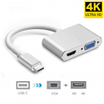 VAORLO USBC to HDMI 4K 30 Hz VGA jaoturi adapter USB 3.1 Type C USB-C to VGA 1080P HDTV heli-video muundurid Macbook Pro jaoks h&otilde;be