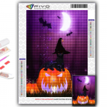 Populaarne 5D isetegemise ristpistega Halloweeni k&otilde;rvitsa ja musta kassi maalimine t&auml;ispuur-ristpistes k&auml;sit&ouml;&ouml;komplekti seinakleebis Kodukaunistus Full Round 20X30CM