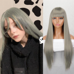 MERISIHAIR pikk sirge sinine parukas tukkidega s&uuml;nteetilisest kiust igap&auml;evane Cosplay must pruun ombre v&auml;rvi pikk sirge parukas 60 cm
