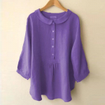 Puuvillane linane pluus Naiste soliidne Harajuku top vabaaja Jaapani nukukraega n&ouml;&ouml;bid kolme neljandiku varrukatega s&auml;rk XXL