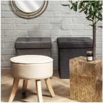 Les Tr&eacute;sors De Lily [A2265] &ndash; beež  Scarlett  puidust taburet (linane) - 36x36x36 cm beež