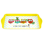 Les Tr&eacute;sors De Lily [A2550] &ndash; mitmev&auml;rviline kollane melamiinist koogialus  Chouettes  (Orgaaniline on suurep&auml;rane! ) - 30x15 cm kollane