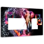 Feeby l&otilde;uenditr&uuml;kk, mitmev&auml;rviline elevant mustal taustal 60x40 mitmev&auml;rviline