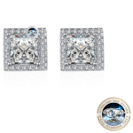 Bague Ringen Real Moissanite Square Stud k&otilde;rvar&otilde;ngad 1/2CT D v&auml;rvi Moissanite Stone peened ehted Pulmapeo Tutvumiskingitus 1ct*2 valge