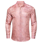 Hi-Tie Meeste Paisley siidist pikkade varrukatega s&auml;rk meestele Jacquard Meeste &auml;ripeokleit XXXL roosa