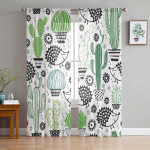 Akvarell Lilled Loom Siil L&auml;bipaistvad Kardinad Moodne aken T&uuml;ll Valances Elutuba Magamistuba K&ouml;&ouml;k Voile kardin 1 PCS W100XH250cm