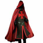 Keskaegne r&uuml;&uuml;tlimantel ja tuunika templikapuutsiga m&uuml;ts Crusader mantel/tuunikakost&uuml;&uuml;mid Cosplay SCA | S punane