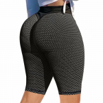 Naiste treeningp&uuml;ksid Ruched Butt Lifting Booty Shortsid K&otilde;rge v&ouml;&ouml;kohaga tekstuuriga joogap&uuml;ksid Sport Joogap&uuml;ksid Tummy Control s&auml;&auml;rised L must