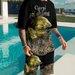 Meeste T-s&auml;rgid L&uuml;hikesed p&uuml;ksid 2-osalised komplektid T-s&auml;rgid &Uuml;likond Mood Meeste Bass Kalap&uuml;&uuml;k Muster T&auml;navar&otilde;ivad Vabaaja l&uuml;hikeste varrukatega dressi&uuml;likond XL