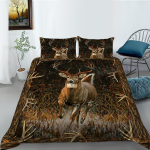 Loomamustriga allapanu &uuml;he kaheinimesevoodi t&auml;issuuruses Deer Print padjap&uuml;&uuml;r ja tekikate 2 v&otilde;i 3 pestav mugav kodukaunistus UK Single 135x200cm