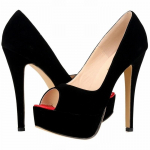 Loslandifen Women Pumps Seksikad k&otilde;rged kontsad kingad Peep Toe Velvet Pumps Platvorm Lady Evening Black Party Club Punased pulmakingad 35 must
