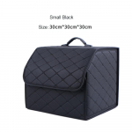 Car Trunk Organizer Box PU Leather Auto Multiuse Tools Storage Bag Folding for Camping and Picnics car accessories Black-Small