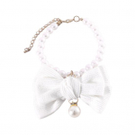 Lemmiklooma kaelakee Elegantne reguleeritav kassi koera kaelarihm Faux Pearl Bow Armas lemmiklooma kaelakee lemmiklooma aksessuaar M must