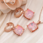 Moodne roosikulla v&auml;rvi ruudukujulised kristallist k&otilde;rvar&otilde;ngad ehtekomplektid naistele pulmade ripats kaelakee kingitus