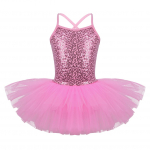 Laste t&uuml;drukute litritega Camisole Ballet Tutu Kleit Seelikuga trikoo Baleriin S&auml;delevad tantsukost&uuml;&uuml;mid 5-6 Years roosa