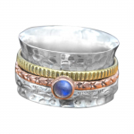 Labradoriit s&otilde;rmus, 925 Sterling H&otilde;be, Spinner Ring, Disaini s&otilde;rmus, K&auml;sitsi valmistatud s&otilde;rmus, Boho s&otilde;rmus, Statement s&otilde;rmus, kalliskivist s&otilde;rmus 6