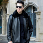 Talvine populaarne nahktagi, meeste PU karusnahast krae ja paks lukuga isa nahktagi XXL