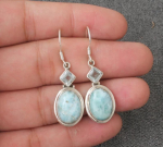 Naturaalne Larimari sinine topaas v&auml;&auml;riskivist naiste rippuvad k&otilde;rvar&otilde;nga ehted, k&auml;sitsi valmistatud k&otilde;rvar&otilde;ngas, s&otilde;brap&auml;eva kingitus talle