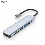 7-&uuml;hes USB C-jaotur 4K 30Hz HDMI-&uuml;hilduv adapter PD 87W USB 3.0 splitter TF/SD-kaardilugeja C-t&uuml;&uuml;pi dokkimisjaam telefoni/arvuti/s&uuml;learvuti jaoks Style A