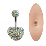 Valge kristallist s&uuml;dame naba augustamise ehe kristallkuuliga - kirurgiline teras - pikkus 10 mm