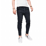 Mehed kitsad p&uuml;ksid Jogger elastne v&ouml;&ouml;koht Denim teksad Biker Slim Fit vabaaja p&uuml;ksid M must