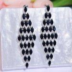 CMM Trendikas Rhombus Drop Dangle, sillutatud markiis, must tsirkoonium, elegantsed naiste pikad peok&otilde;rvar&otilde;ngad kleiditarvikute jaoks mitmev&auml;rviline