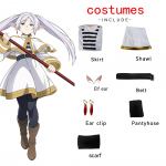 Ysir Frieren matustel Cosplay kost&uuml;&uuml;m Frieren Magic Cosplay kost&uuml;&uuml;m XS valge