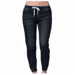 Naiste mood vabaaja keskmise v&ouml;&ouml;koha taskuga Teksad P&uuml;ksid Denim vabaaja p&uuml;ksid XXXXXL must