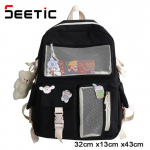 Mitme taskuga nailonist naiste seljakott kawaii seljakott koolit&uuml;drukutele suure mahutavusega veekindel reisikott naistele 32cmx13cmx43cm