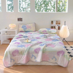 Suvine jahutav tekk voodipesu komplekt Kliimaseade tekk Lateksiga voodilinad ja padjap&uuml;&uuml;rid &uuml;hele kaheinimesevoodile 150x200cm-1pc quilt