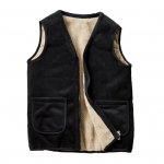 Meeste s&uuml;gistalvine vest varrukateta paks plush vooder &uuml;hev&auml;rviline V kaelataskud lukuga suletav kardigan vabaaja keskmise vanusega isa jope vest 2XL must