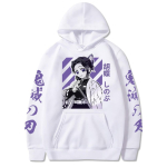 Demon Slayer Shinobu Kochou Graafilised kapuutsid Kimetsu No Yaiba Anime Hoodie Kevadised Soe Pullover Pusad Harajuku Lahtised Topid M valge