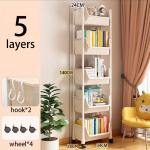 Multifunktsionaalne mobiilne ratastega raamaturiiul elutoa hoiustamisriiul, t&ouml;&ouml;toa k&auml;ru riiulid lauaarvuti korraldaja 5layers