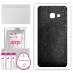 apgo Protective Skin Sticker for the back compatible with Samsung Galaxy A3 (2017), Wrap Film, Foil, Vinyl - Pattern Black Leather