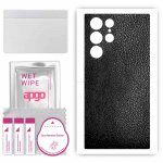 apgo Protective Skin Sticker for the back compatible with Samsung Galaxy S23 Ultra, Wrap Film, Foil, Vinyl - Pattern Black Leather