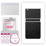 apgo Kaitsev nahakleebis seljale, mis &uuml;hildub Samsung Galaxy Z Flip 3-ga, &uuml;mbriskile, foolium, vin&uuml;&uuml;l &ndash; mustriga k&auml;rgstruktuuriga muster