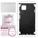 apgo kaitsev nahakleebis tagak&uuml;ljele ja k&uuml;lgedele, mis &uuml;hildub telefoniga Google Pixel 4 XL, Full Wrap kile, foolium, vin&uuml;&uuml;l &ndash; mustriga k&auml;rgstruktuuriga muster