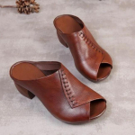 Paksu kontsaga pehmest nahast v&auml;lissussid kalasuu mugavad keskmise kontsaga naiste sandaalid naiste ema kingad naistele 35 must