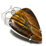 Natural Tiger Eye Gemstone 925 Sterling Silver Jewelry Pendant 2.17 y0j87