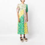 Naiste kevadmood tr&uuml;kimustriga puhvvarrukatega mitmek&uuml;lgne slim fit A-l&otilde;ikeline kleit Vestidos De Mujer suvine rannakleit pikk kleit XXL roheline