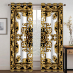 3D Luksusbr&auml;ndi Mustrite Seeria Deluxe Elutuba Magamistuba Kodu Kaunistus P&auml;ikesekaitsekardinad 2 Konksu Torkeauku 135W245H(CM)53x96in&Grommet Top