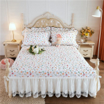 Kvaliteetne 100% puuvillane tepitud voodi seelik King Queen-size armas lilledega tr&uuml;kitud romantiline pitsvoodikate ilma padjap&uuml;&uuml;rita Only 2pcs Pillowcase